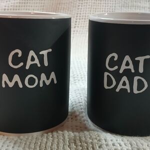 Cat Mom and Dad Black Mugs